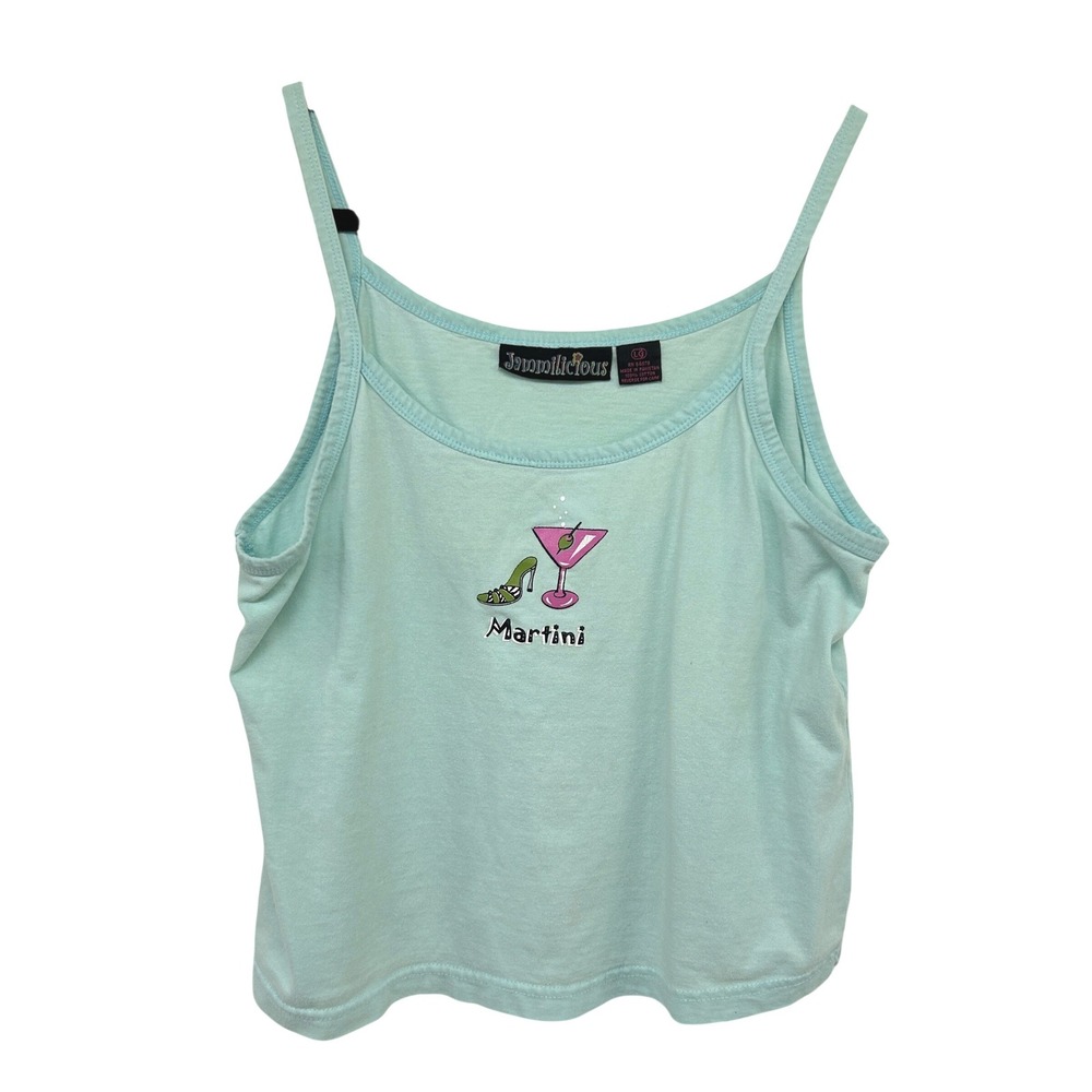 Y2K Martini Graphic Cami Tank Top LG Mint Mallcore Coquette Going Out McBling